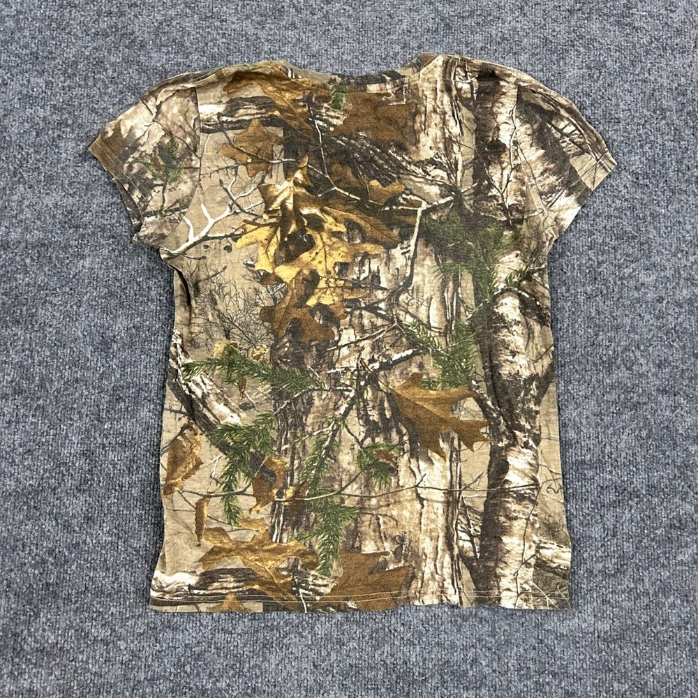 Realtree T-Shirt Womens XL Brown Camo Pink Logo Graphic Short Sleeve Outdoor Tee